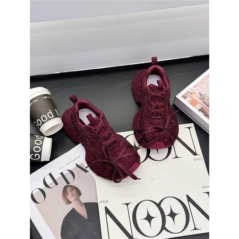 Women's Sculpted-Platform Sneaker with Textured Mesh and Ergonomic Comfort Insole Mune Fashion