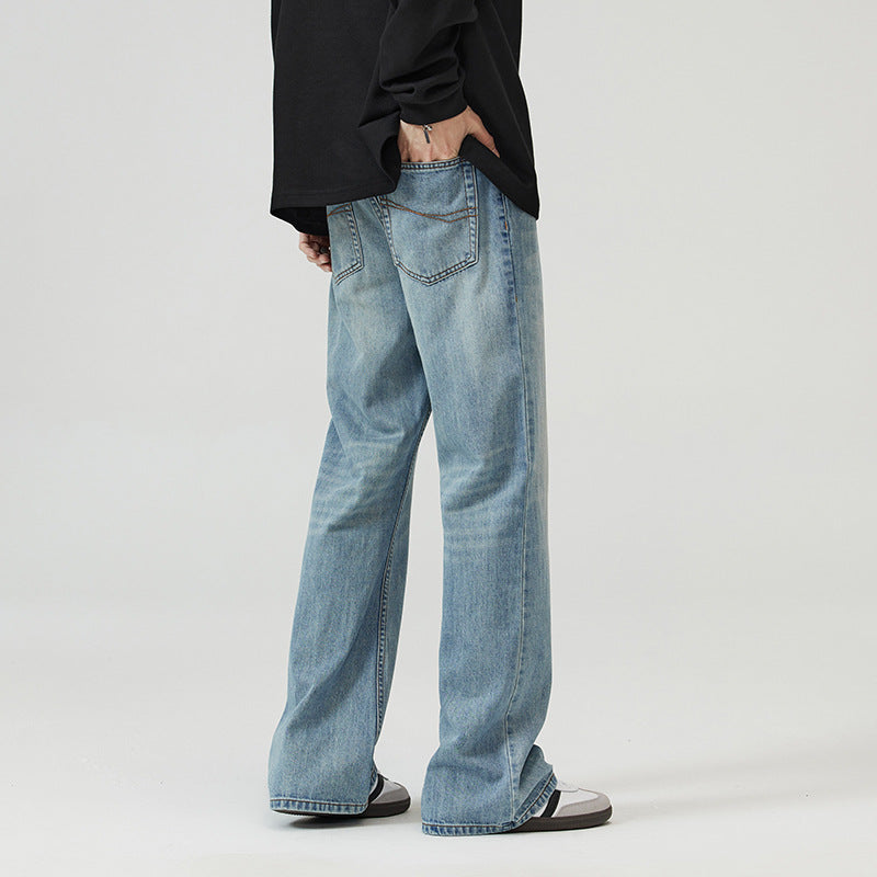 Men's Flared Vintage Jeans with Wide Leg, Low Waist and Extra Long Length Mune Fashion