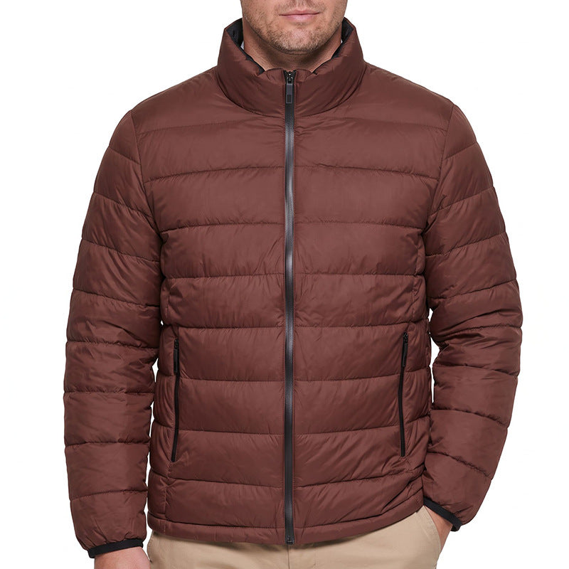 Men's Windproof Lightweight Padded Jacket with Thermal Filling, Stand-Up Collar & Concealed Zippers Mune Fashion