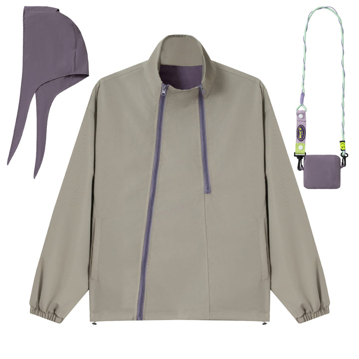 Unisex Loose-fitting functional jacket with double zipper, high stand-up collar, and accessory set Mune Fashion