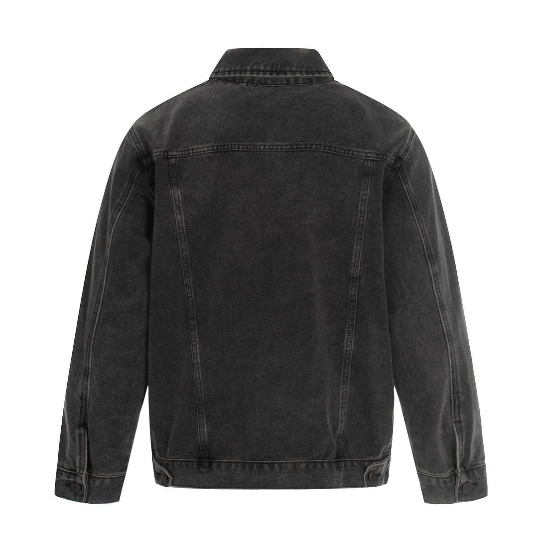 Men's jeans jacket in used effect with flap pockets and straight cut Mune Fashion
