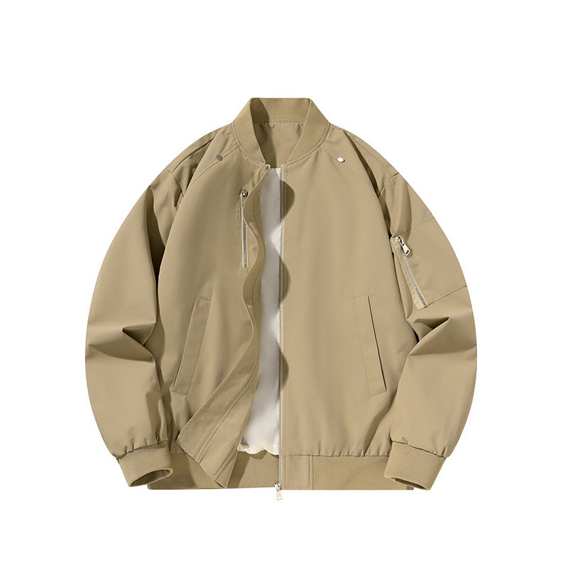 Men's  minimalist matte-shell relaxed-fit flight bomber jacket with sleeve utility zip pocket Mune Fashion