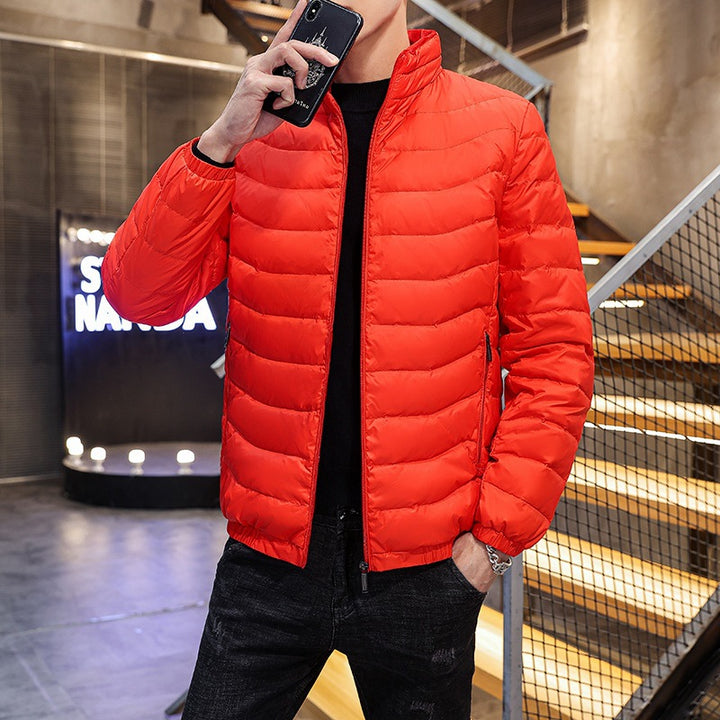 Men's Lightweight Quilted Down-Look Jacket with Stand-Up Collar Mune Fashion