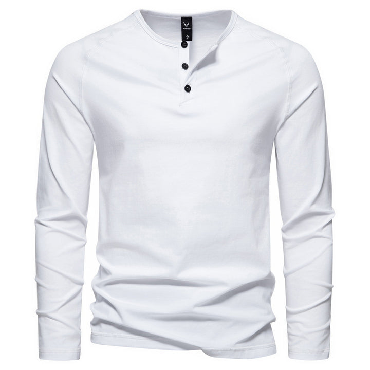 Men's long-sleeve Henley shirt made of cotton blend with button placket and slim fit Mune Fashion
