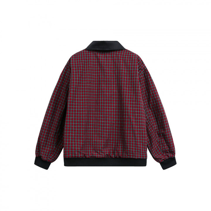 Unisex Reversible Zipper Jacket with Checkered Pattern and Smooth Back Mune Fashion