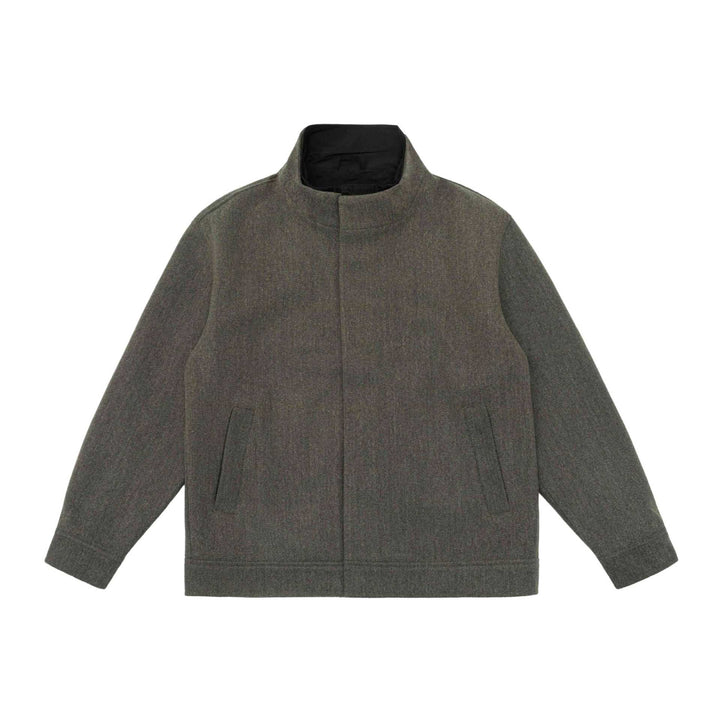 Men's short jacket made of wool blend in boxy cut with high closed funnel collar Mune Fashion
