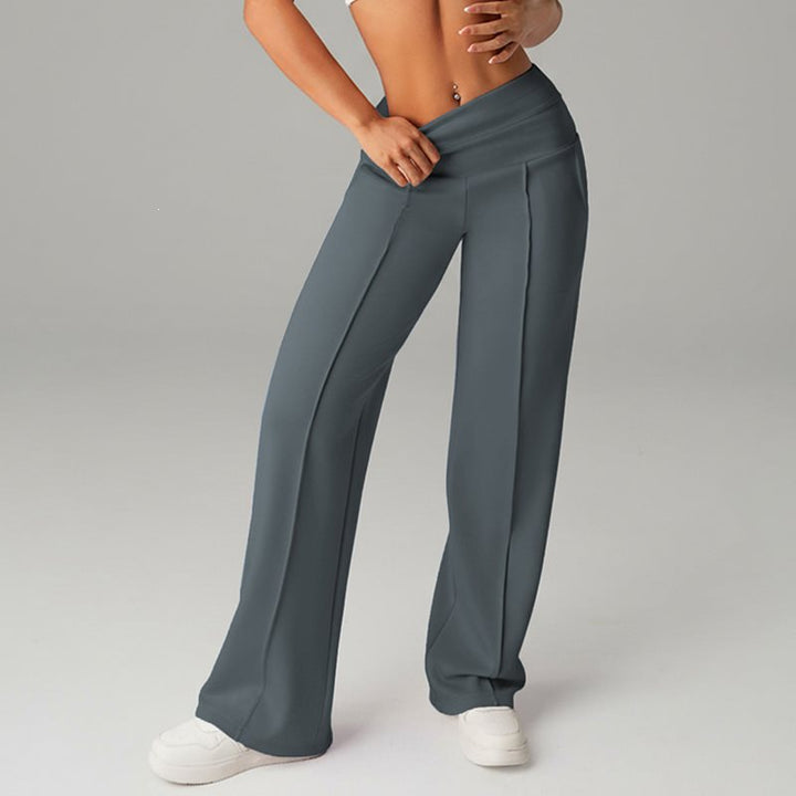 Women's High-Waist Palazzo Sweatpants with Crease and Comfort Waistband Mune Fashion