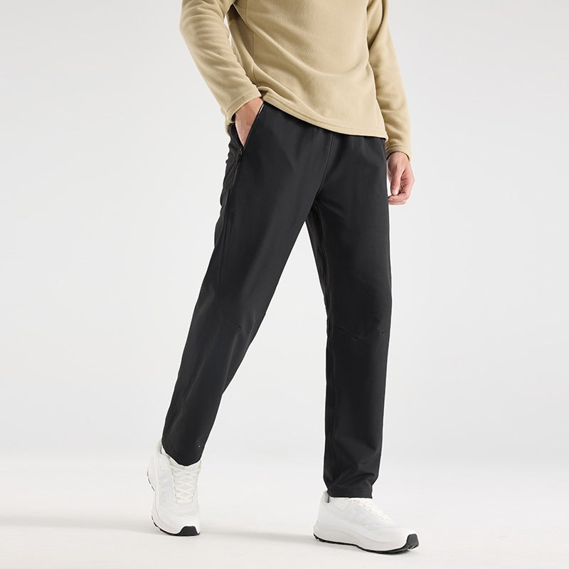 Men's Lightweight Tech Jogging Pants with Elastic Waistband, Zipper Pockets & Tapered Leg Mune Fashion
