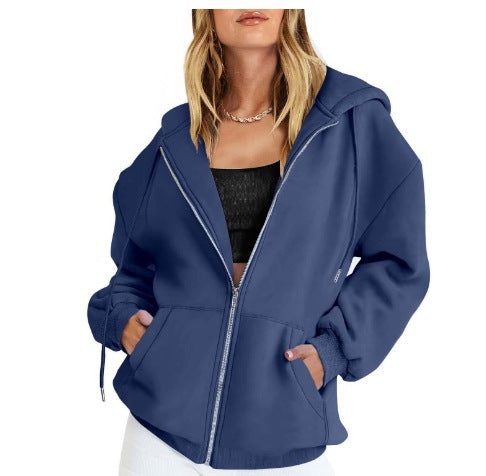 Women's oversized zip hoodie with contrasting zipper, double-layered hood and kangaroo pocket Mune Fashion