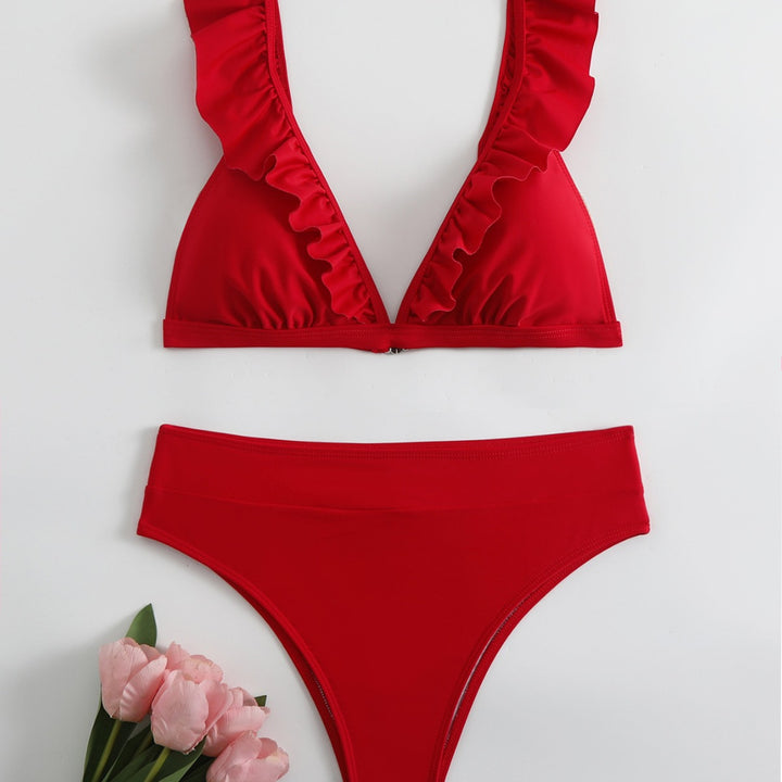 Women's Refined Triangle Bikini Set with Ruffle Details Mune Fashion