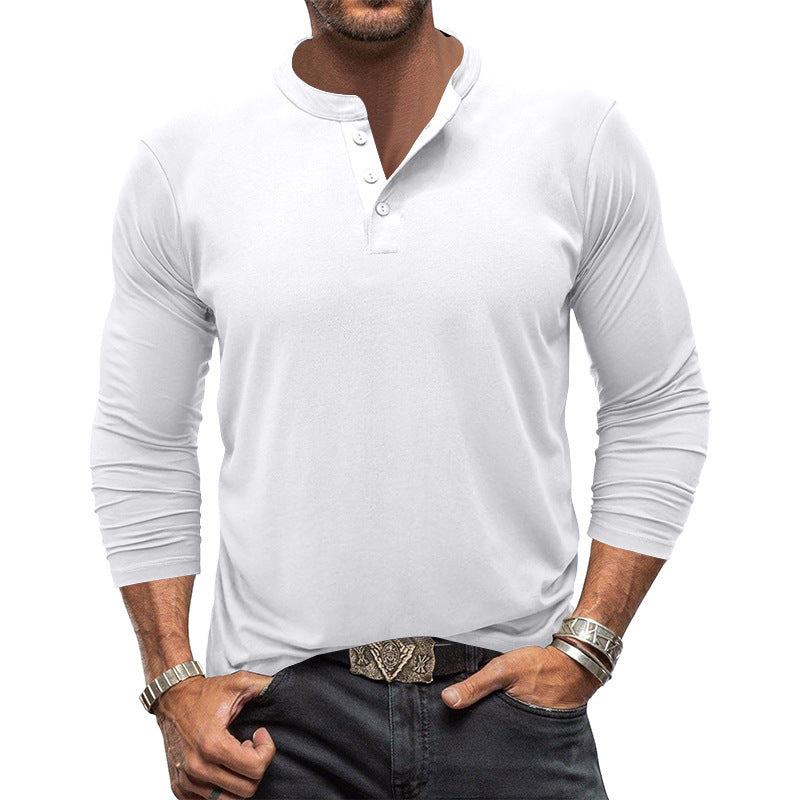 Men's Long Sleeve T-Shirt with Button Placket Mune