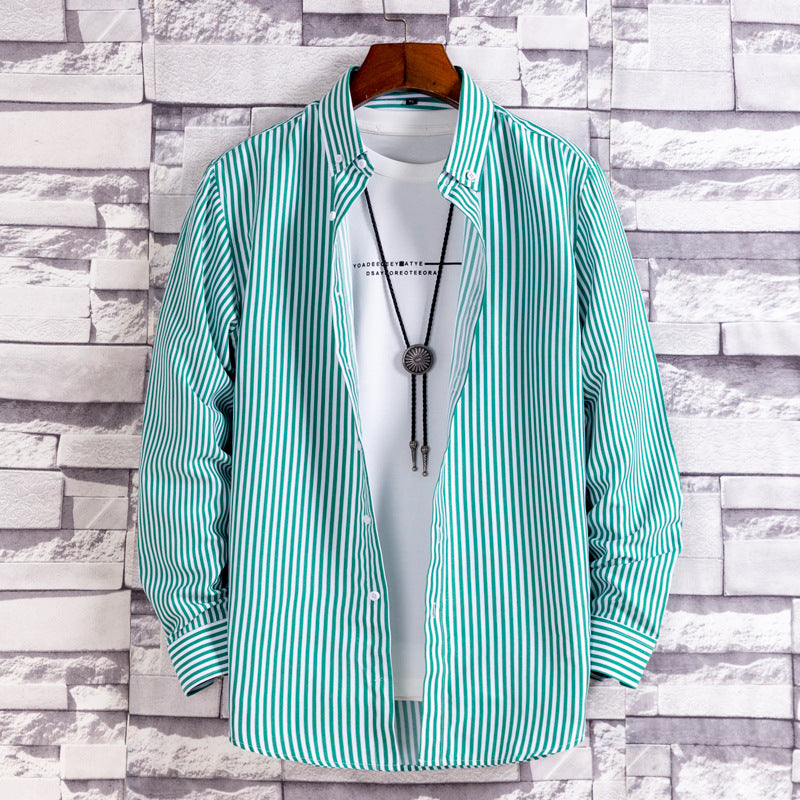 Men's nan legeres striped shirt with regular fit and kent collar Mune Fashion