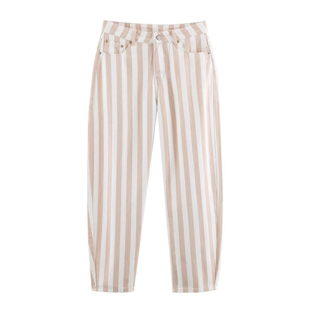 Women's Striped High-Waist Pants with Straight Leg Mune Fashion
