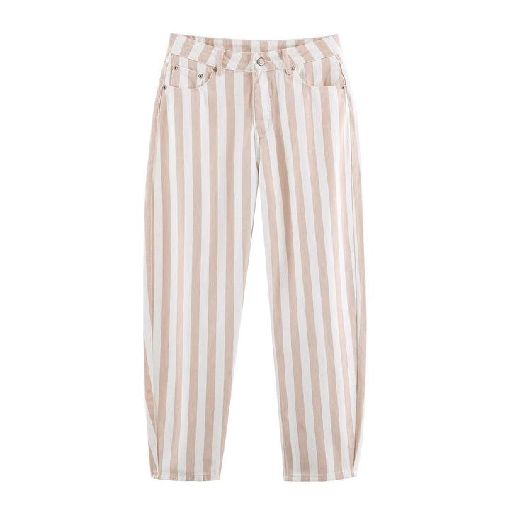 Women's Striped High-Waist Pants with Straight Leg Mune Fashion