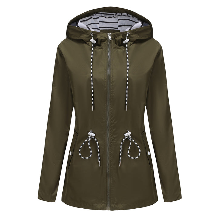 Women's light waterproof parka rain jacket with waist drawstring Mune Fashion