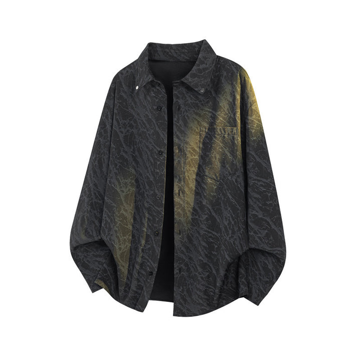 Men's Oversized Shirt with Marble Print and Chest Pocket Mune Fashion
