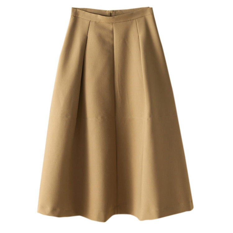 Women's midi A-line skirt with high waist and elegant drape
