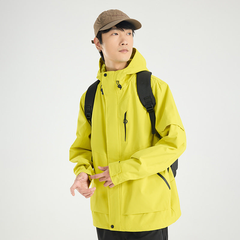 Men's lightweight breathable two-layer rain softshell jacket with adjustable hood and chest pocket Mune Fashion