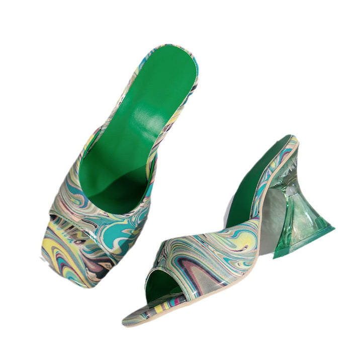 Ladies nan elegant mules with sculptural funnel heel, open toe area and padded comfort footbed Mune Fashion