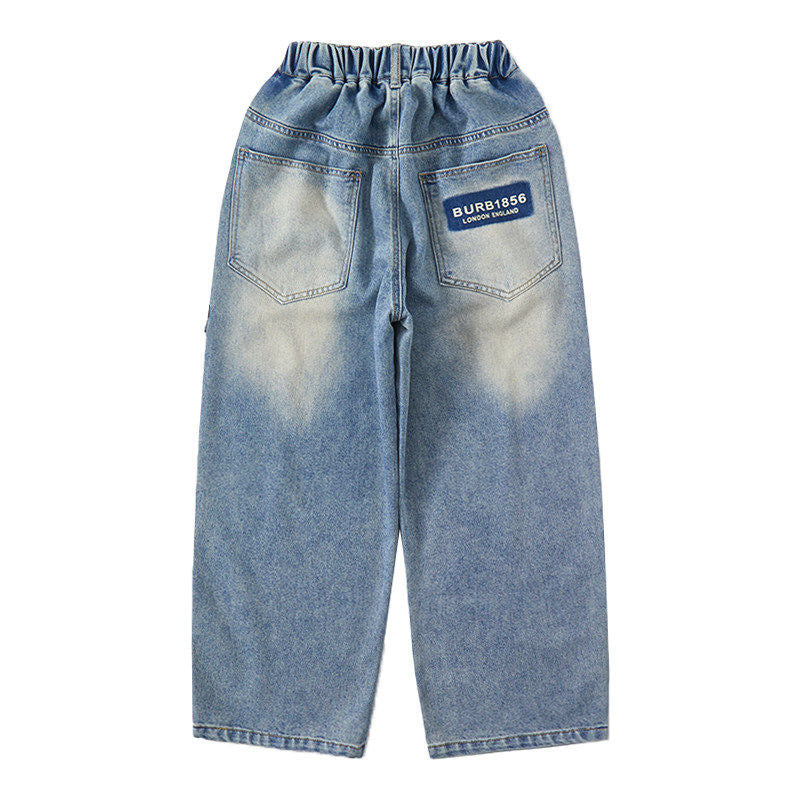 Unisex wide Denim pants with adjustable waistband Mune Fashion