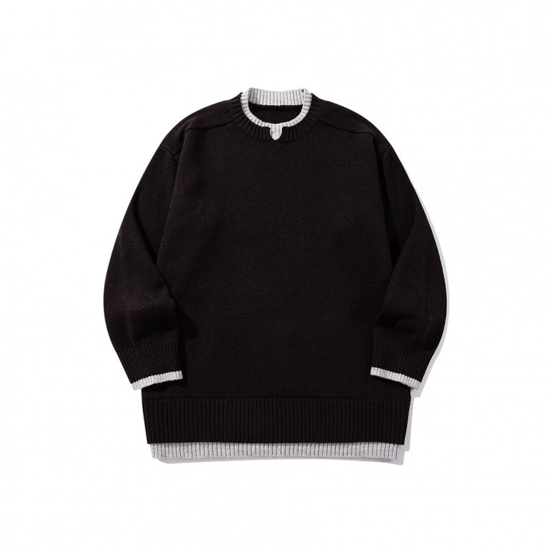 Unisex Relaxed-Fit Fine Knit Sweater with Contrast Cuffs and Extended Ribbed Hem Mune Fashion