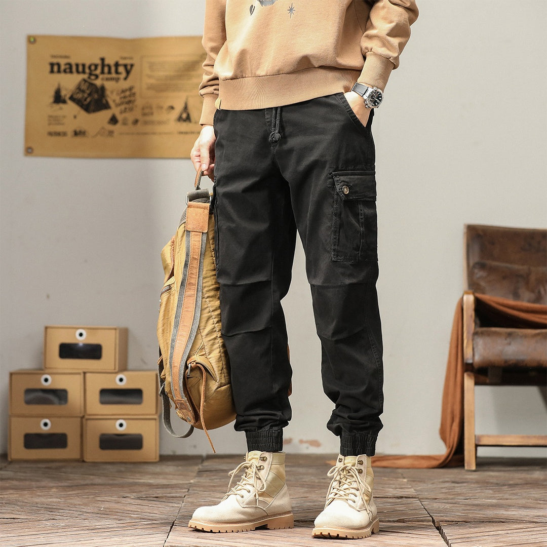 Men's Cargo Jogger Pants with Drawstring, Multiple Pockets & Elastic Cuffs Mune Fashion