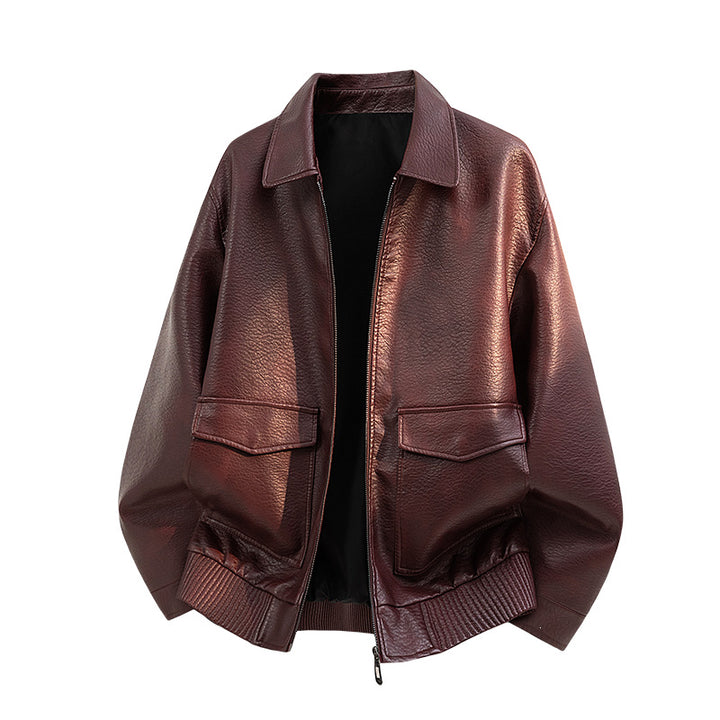 Men's Elegant Faux Leather Bomber Jacket Mune Fashion