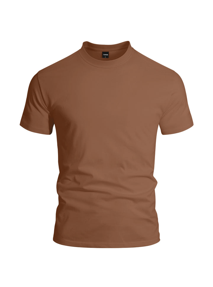 Men's close-fitting round neck basic shirt made of single jersey with reinforced neckband Mune Fashion