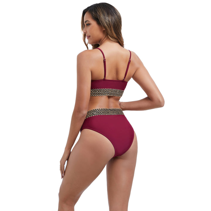 Women's High-Waisted Bikini Set with Fashionable Accent Details Mune Fashion
