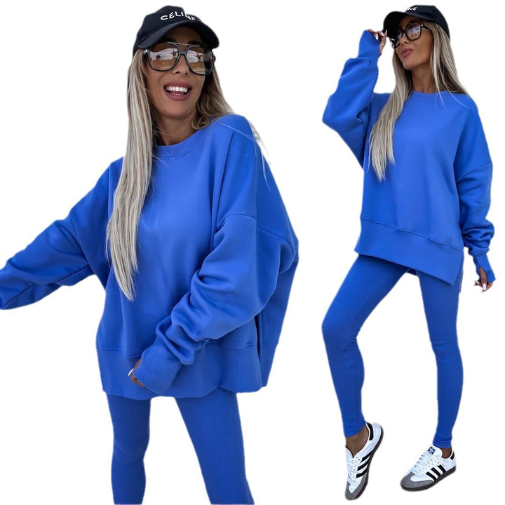 Women nan Oversize Sweatshirt with tailored rib leggings set Mune Fashion