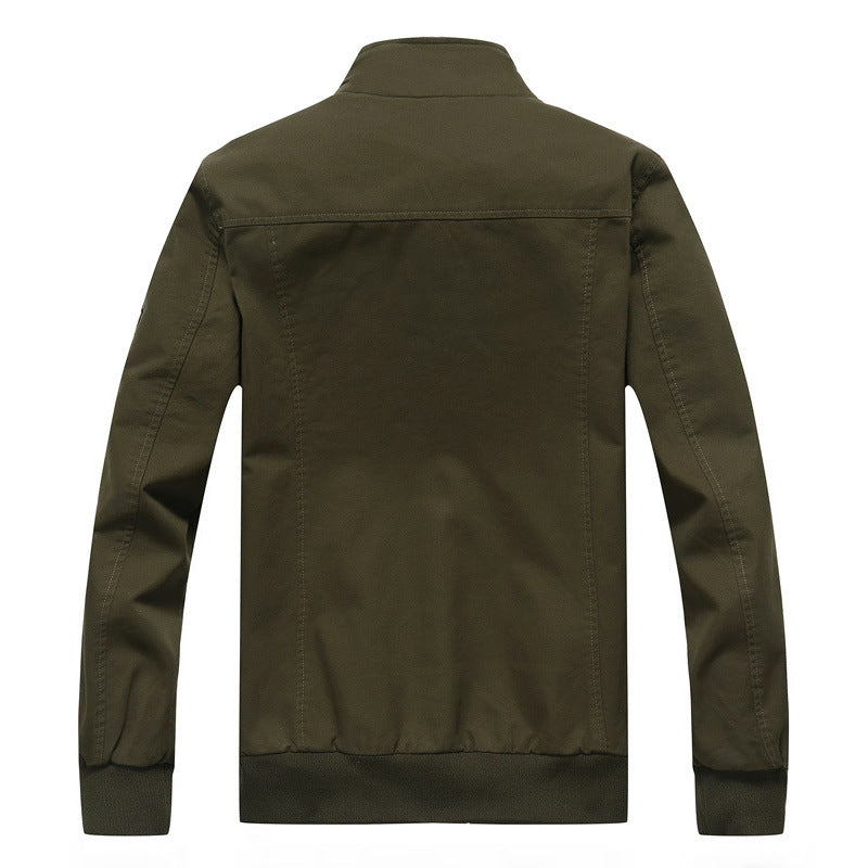 Men's canvas field jacket in pilot cut with checked lining, stand-up collar, and ribbed cuffs Mune Fashion