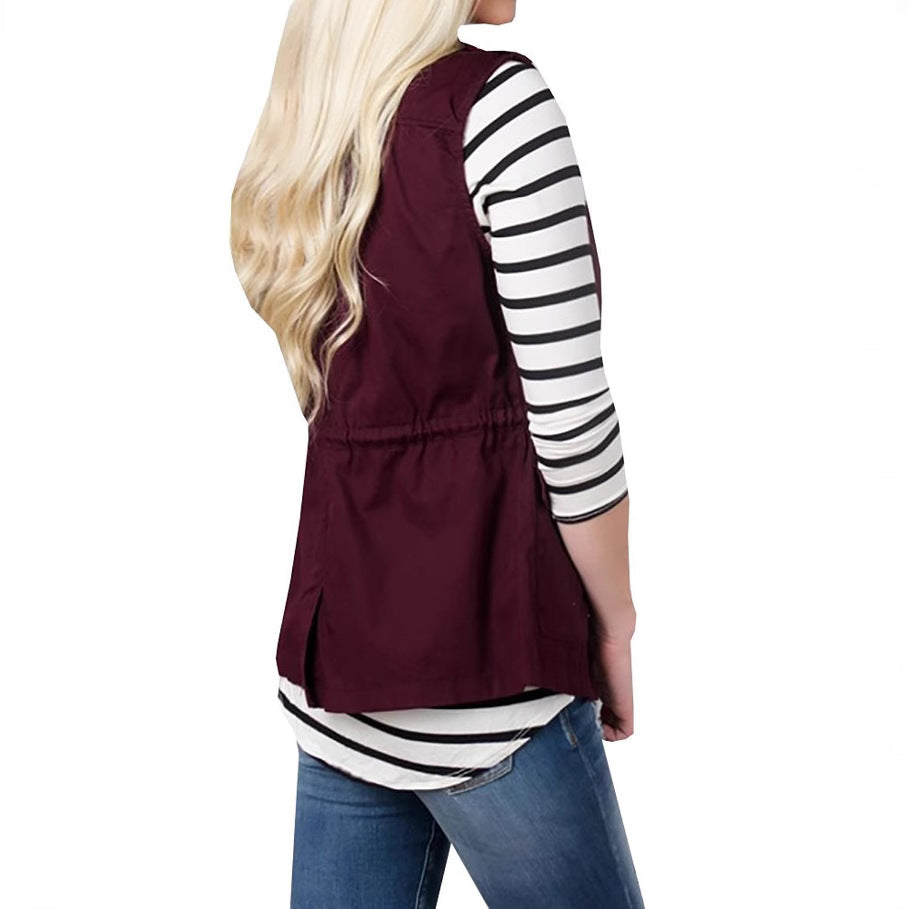 Women’s nan Utility Vest with drawstring, hood and patch pockets Mune Fashion