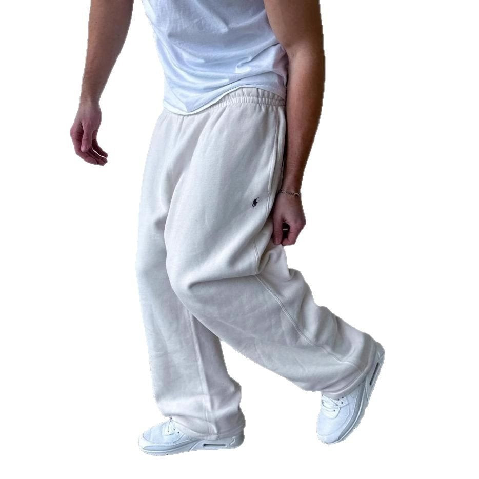 Men's Loose Baggy Sweatpants with Elastic Waistband and Embroidered Logo Mune Fashion