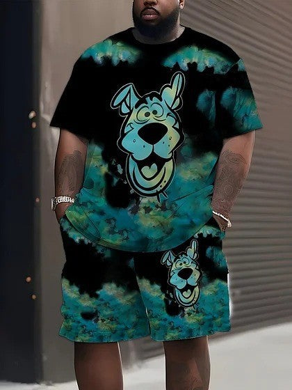 Men's casual leisure two-piece set with large smiley sunglasses print Mune Fashion