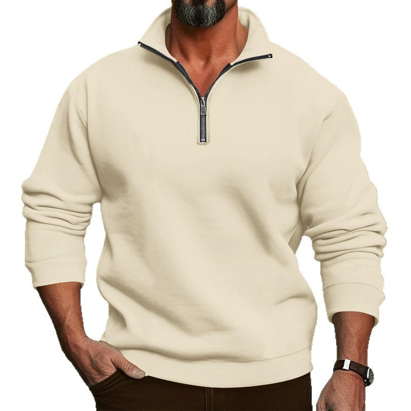 Men's Comfort Half-Zip Sweatshirt made of French Terry with Stand-Up Collar Mune Fashion