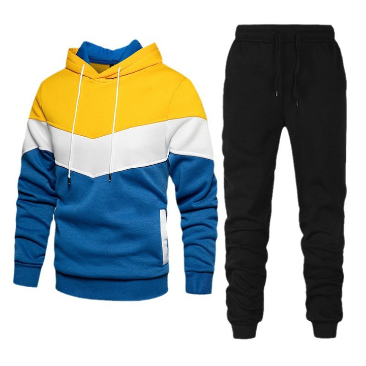 Men's Nano Athleisure Set with Chevron Hood, Fleece-Lined Pullover, and Slim-Fit Jogging Pants Mune Fashion