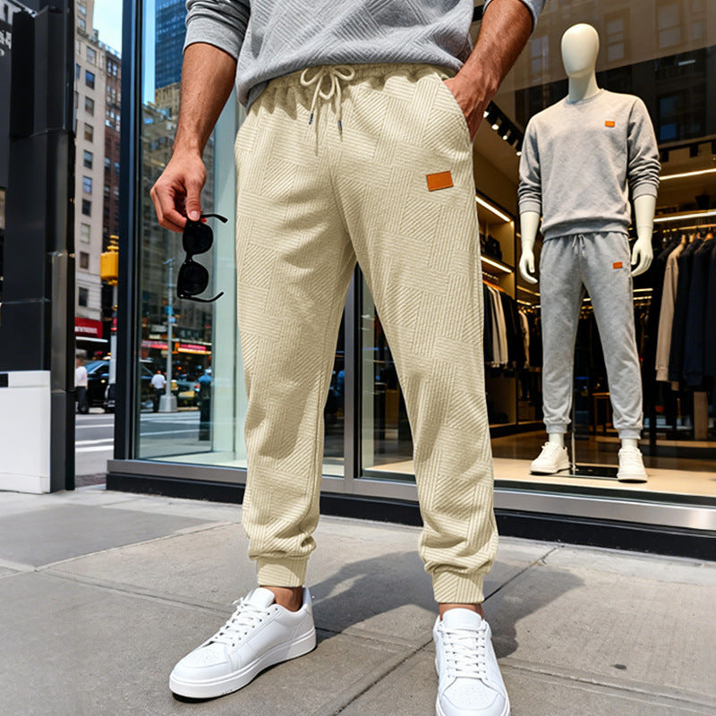 Men's quilted joggers with geometric texture pattern Mune Fashion