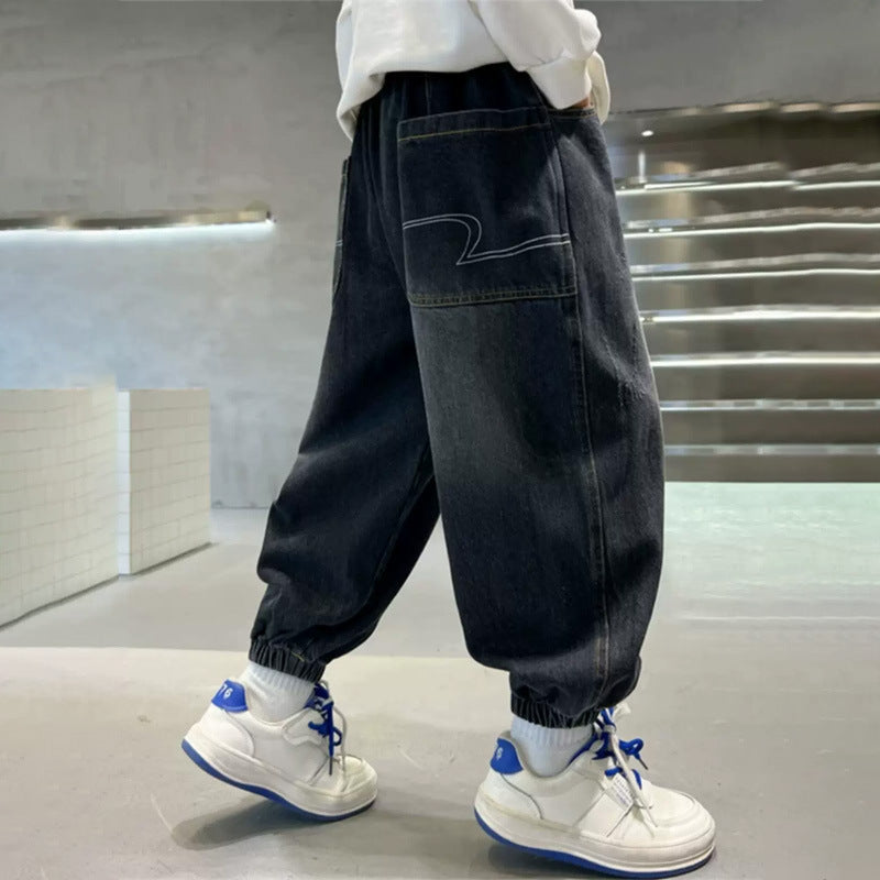 Unisex casual baggy jeans with elastic waistband Mune Fashion
