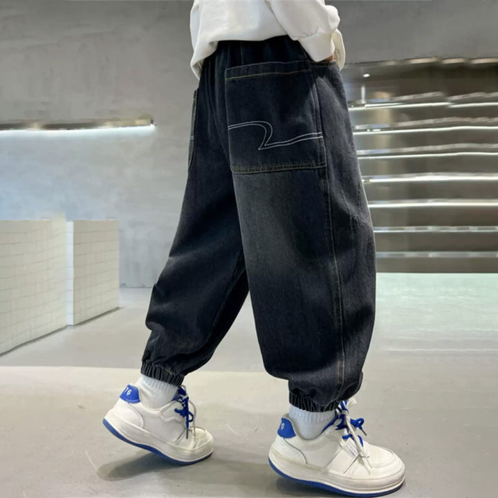 Unisex casual baggy jeans with elastic waistband Mune Fashion