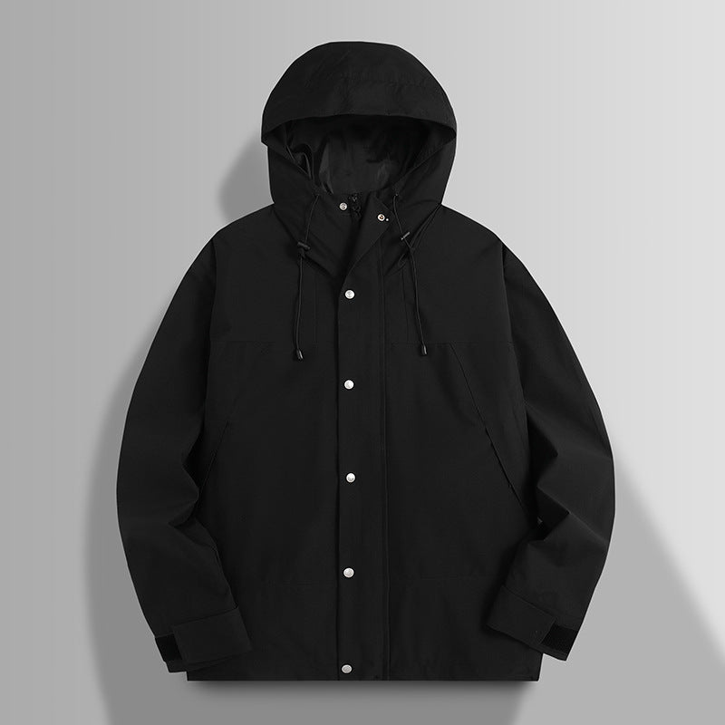 Men's Waterproof Softshell Jacket with Hood, Adjustable Cuffs, and Concealed Snap Button Placket Mune Fashion