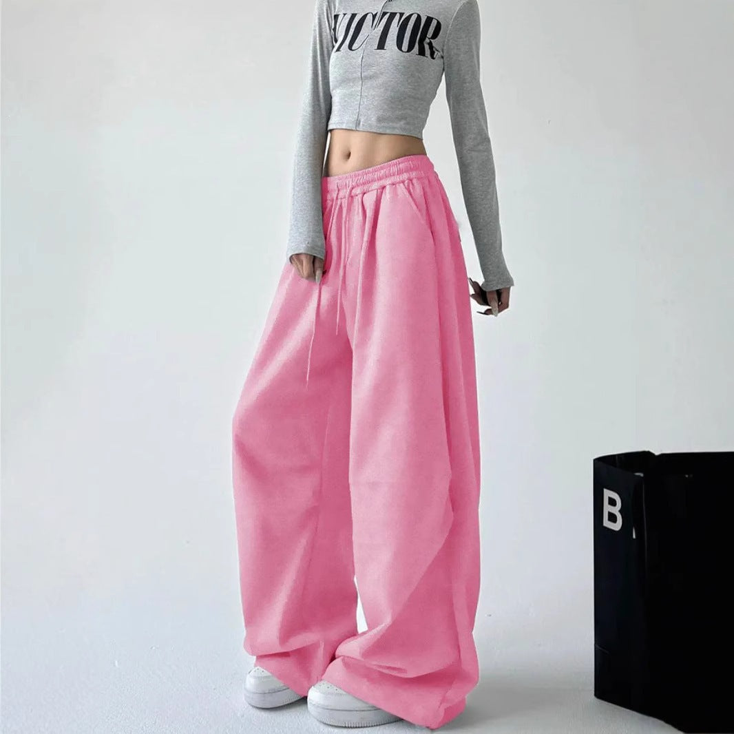 Women wide high waist lounge pants made of soft cotton blend with drawstring and side pockets Mune Fashion