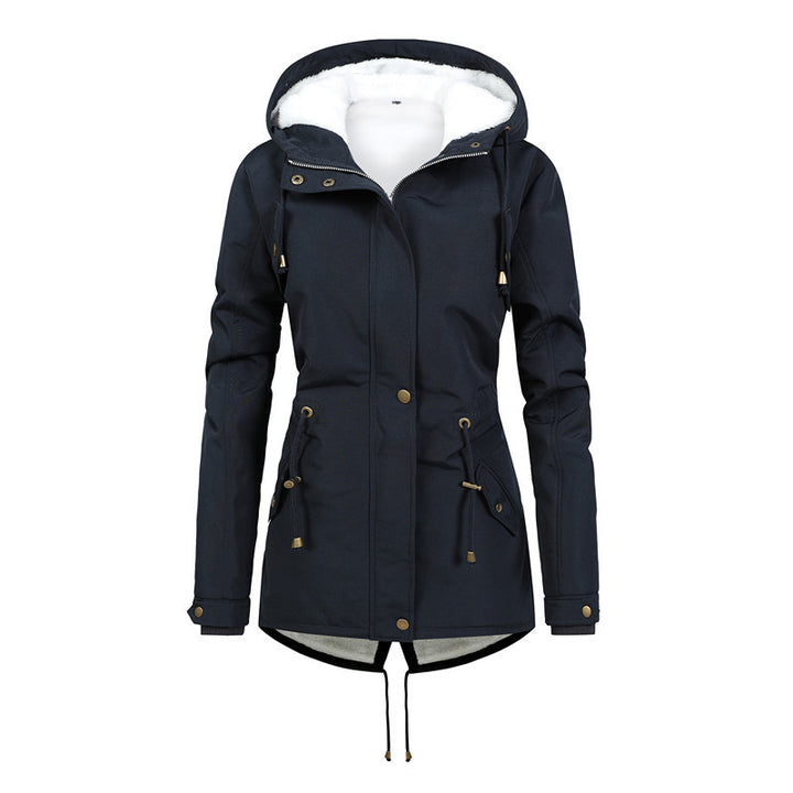 Women's Windproof Parka with Fleece Lining, Tailored Silhouette and Drawstring Mune Fashion