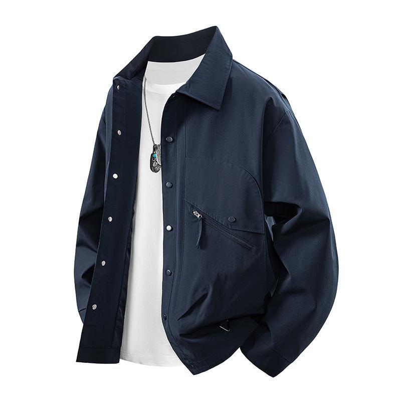 Men's overshirt coach jacket in urban utility style with snap button placket and angled zip pocket Mune Fashion