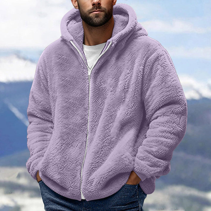 Men's Cozy Teddy Fleece Zip-Up Hoodie with Oversized Fit Mune Fashion