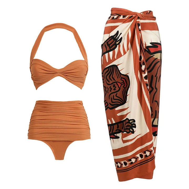 Women's stylish two-piece bikini set with elegant wrap skirt Mune Fashion