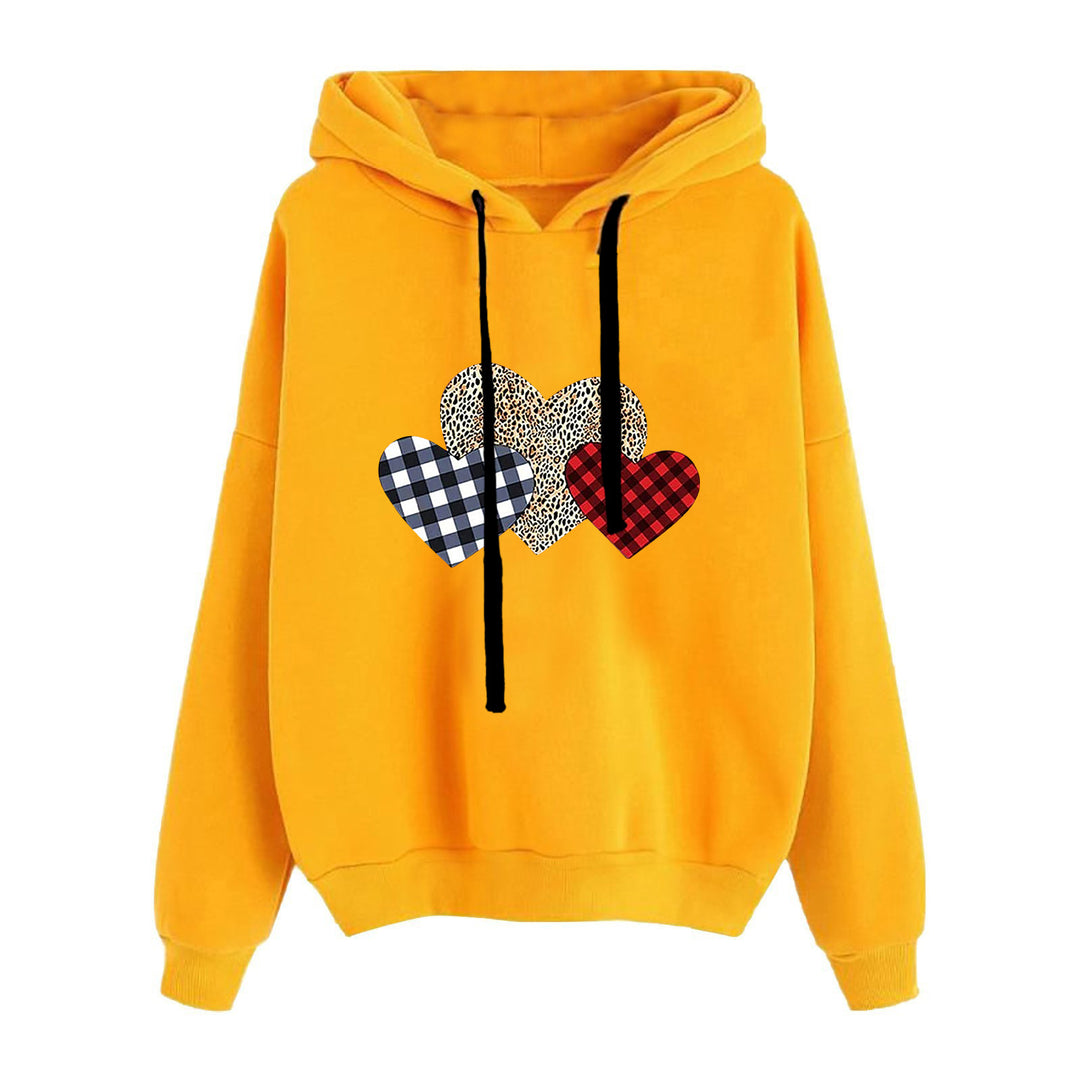 Women's casual oversized hoodie with heart and paw print, drawstring and ribbed cuffs Mune Fashion