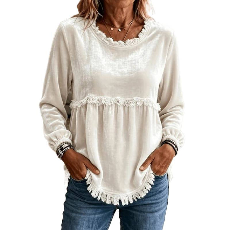 Women's Playful Fringe Tunic with Empire Seam and Side Pockets Mune Fashion