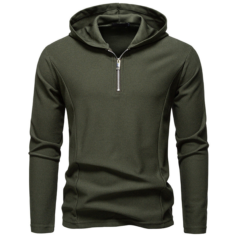 Men's Lightweight Textured Half-Zip Hoodie with Breathable Mesh Mune Fashion
