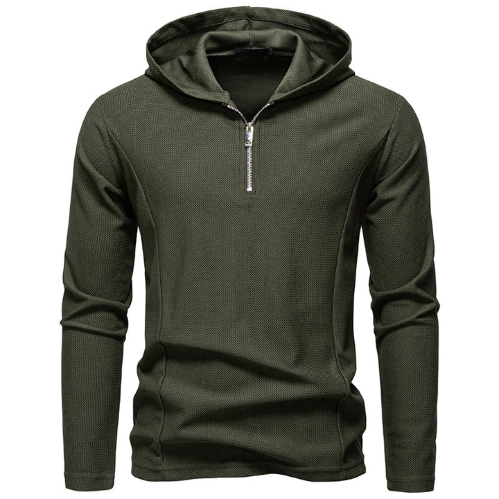 Men's Lightweight Textured Half-Zip Hoodie with Breathable Mesh Mune Fashion