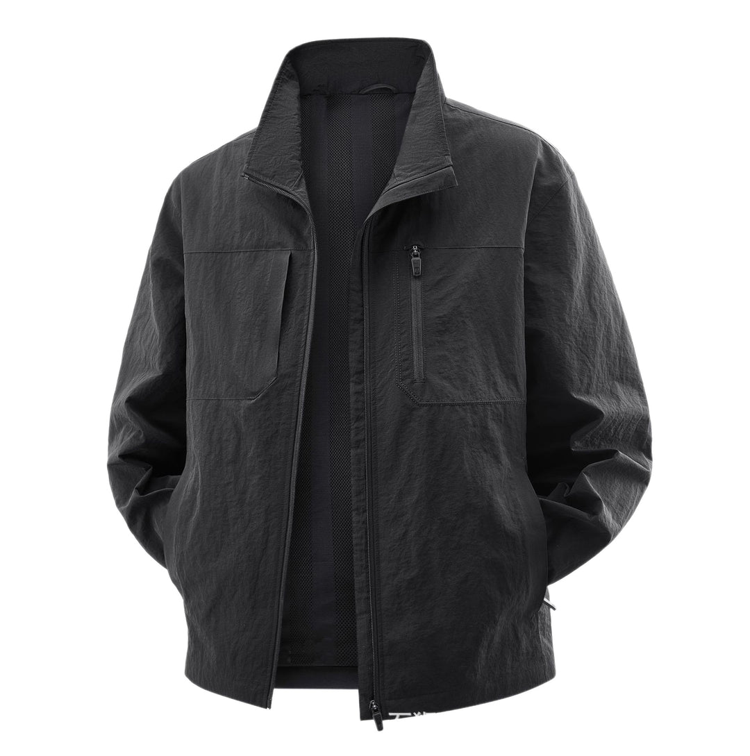 Men's Lightweight Field Utility Jacket with Mesh Lining, Stand-Up Collar and Zipper Pockets Mune Fashion